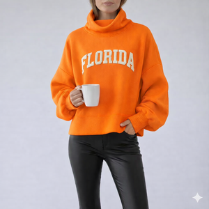Women Breathable Anti-shrink Autumn/Winter Loose Fit Mockneck Fleece <b>Sweatshirt</b> Oversize Casual <b>Long</b> Sleeve Fashion Wear - Product Image 6