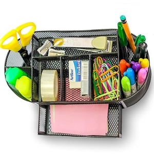 Metal <b>Desk</b> Organizer Double Tier Mesh Storage Holder Freestanding Office Supply Caddy Modern Design for <b>Desk</b> Neatening - Product Image 3