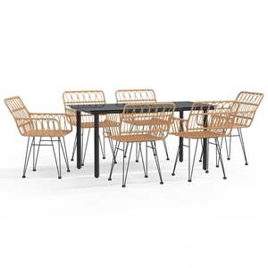 Conjunto de Comedor de Jardín de Acero Negro Resistente y Ratán Sintético, Diseño Estándar - Product Image 2