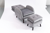 Fauteuil de massage multifonctionnel flexible en velours avec ottoman de rangement (vendu séparément ou en ensemble) - Fauteuil moderne