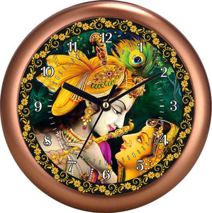 Horloge murale décorative en plastique imprimé sur le thème de l'amour Radha Krishna de Liviya, idéale pour la Saint-Valentin et Noël - Product Image 5