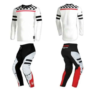 Traje de Motociclismo para Hombre, Conjunto de Jersey y Pantalones de Manga Larga, Gris, Naranja y Negro, Impresión por Transferencia de Calor, Secado Rápido, Anti-UV, Transpirable - Product Image 1