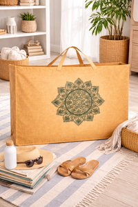 AMANI Extra Large Natural Jute Mandala Print Eco-Friendly Reusable Heavy-Duty Tote Bag for Exhibition & Grocery Storage - Product Image 2