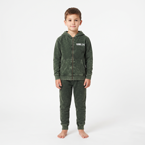 Conjunto de Sudadera con Capucha de Forro Polar Grueso de Algodón con Cremallera Completa para Niños, Lavado Ácido, con Logotipo Personalizado, Chándal Deportivo de Invierno para Niños, Venta al por Mayor - Product Image 5