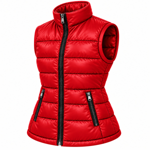 Chaleco Acolchado con Cuello Alto Naranja Personalizado al por Mayor, Ropa de Abrigo Térmica de Invierno, Ligero, Transpirable y Resistente al Agua para Mujer - Product Image 1