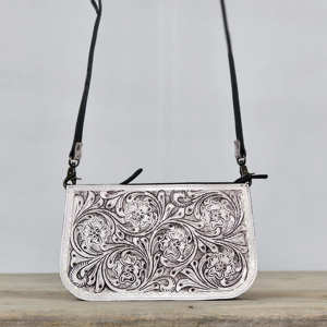 New Bohemian Vintage Lady Fashionable Single Strap Hand <b>Tooled</b> Florals Embossed Carving 100% Genuine <b>Leather</b> Waterproof Summer - Product Image 1