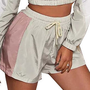 Windbreaker Short Set Women Color Block Short Pullover Cropped <b>Jacket</b> And Short Set - Product Image 6