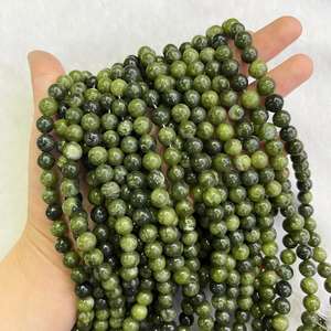 Cuentas redondas lisas de jade verde natural, piedras preciosas sueltas para la fabricación de joyas, pulseras, collares, lote a granel - Product Image 5