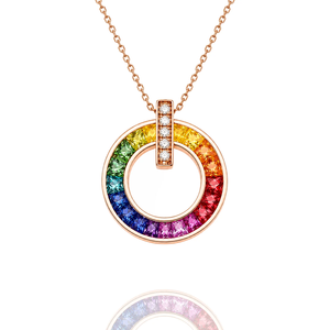 Collar con Colgante Circular de Plata 925 con Moissanita, Cristal Arcoíris y Detalles de Diamantes, Joyería de Regalo Unisex a la Moda - Product Image 1