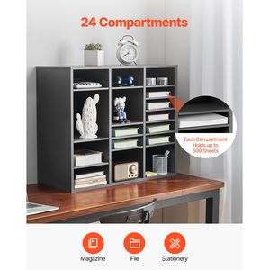 Organizzatore da Scrivania in Legno con 24 Scomparti, Cassettiera in MDF con Ripiani Regolabili per Ufficio - Product Image 4