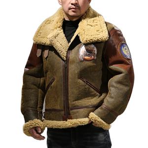 Chaqueta de Cuero Genuino para Hombre, Estilo Aviador, con Forro de Piel, Talla Grande, Color Marrón, para Invierno, Venta al Por Mayor OEM de Alta Calidad - Product Image 3