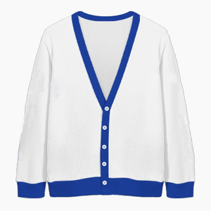 Cardigan blanc tricoté ZPB, pull d'uniforme scolaire ou universitaire, brodé, hiver, couleurs et tailles personnalisées, laine acrylique, vente en gros - Product Image 3