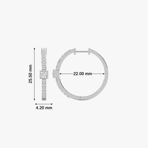 1CTW <b>Princess</b> Round Lab Grown Diamond <b>Petite</b> Hoop Earrings with IGI Certified & VS1 Clarity 14KT Gold Trendy Women's Jewelry - Product Image 3