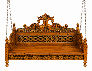 Columpio de madera estilo Rajwadi para decoración del hogar, con diseño de pavo real tallado en madera de teca tradicional, columpio de 3 plazas para área de vestíbulo, EE. UU. - Product Image 6