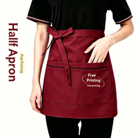Customizable Polyester Textile Brown Sleeved Apron with 1-4 Pockets Custom Logo & Name for Cleaning Supplies Work Suit
