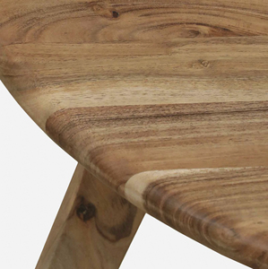 Table basse ronde moderne en bois d'acacia massif, durable, avec pieds pliants, finition riche en blanchiment, écologique, pour la maison, le bureau ou le salon - Product Image 4