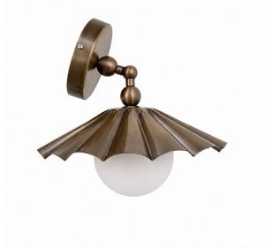 Brass Finish <b>Wall</b> Lamp Vintage Metal <b>Wall</b> <b>Sconce</b> Fluted Shade Globe <b>Light</b> for Bedroom Living Room - Product Image 1