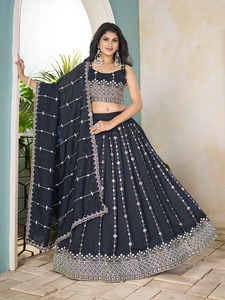 Women's Micro Silk Lehenga Choli with Sequenced Thread Floor-Length Elegant Design Quick Dry for Wedding & Party Occasions - Product Image 6