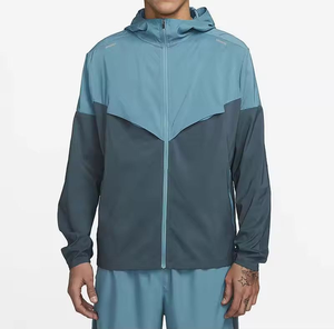 Custom Men's Sportswear Waterproof Reflective <b>Zip</b> <b>up</b> Polyester Nylon Windbreaker Track Jacket and Shorts Set Tracksuit - Product Image 1
