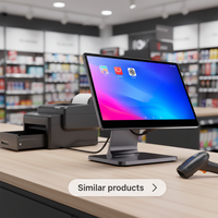 Système de point de vente (PDV) double en libre-service avec caisse enregistreuse, deux écrans tactiles de 15,6 pouces (horizontal/vertical), capacitifs 10 points tactiles, 80 mm
