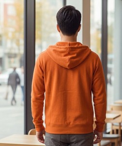 Sweat-shirt à capuche zippé pour homme en molleton de coton, avec cordon de serrage réglable, doux, chaud, à manches longues, pour un usage décontracté - Product Image 2