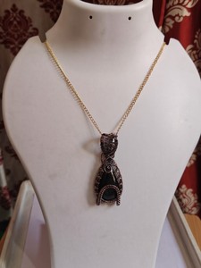 Handmade Wire Wrapped Natural Stone Pendant Necklace <b>Copper</b> Alloy Vintage Charm Antique Bronze Plated Box <b>Chain</b> Unisex Jewelry - Product Image 6