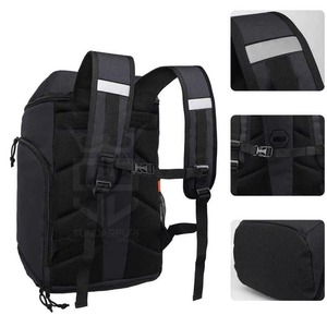 Mochila Deportiva Personalizada con Logotipo, Cordura Negra con Franja Naranja, Capacidad de 30-40L, Compartimento para Baloncesto, Bolsillo Lateral de Malla - Product Image 4