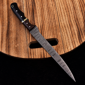 Handmade Damascus Fillet <b>Knife</b> with Premium Wood Handle – Razor <b>Sharp</b> Boning & Fishing <b>Knife</b> – Custom Pattern Steel Blade - Product Image 6
