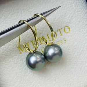Juego de Perlas de Oro Natural de 13-14 mm, Versátiles Pendientes de Plata de Ley 925 con Perla de 11-12 mm y Cadena de Plata - Product Image 2