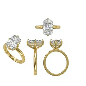 <b>Cushion</b> Brilliant Lab Diamond <b>Ring</b> | 18K Gold | Micro Pave Hidden Halo | VVS D Color | OEM Fine Jewellery Manufacturer - Product Image 2
