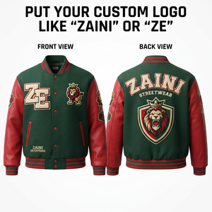 ZAINI Premium 380 GSM Fleece PU <b>Leather</b> Panel Windproof Stand Collar Varsity <b>Jacket</b> for Custom Chenille Embroidery HIGH STREET - Product Image 1