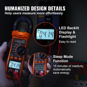 Multimetro Digitale a Pinza 6000 Conti 600A per Misurazione di Corrente, Tensione, Resistenza, Diodi, Test di Continuità e Capacità - Product Image 5