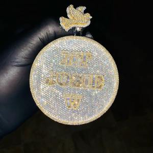 Real Moissanite Men's Custom <b>Letter</b> Pendant 925 Sterling Silver with <b>Gold</b> Hip Hop Style Tester Pass 6 Ct Diamond Charm Jewelry - Product Image 2