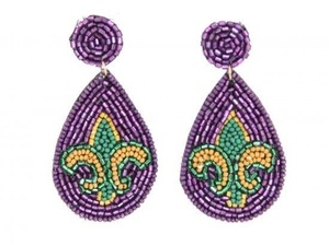 Lightweight Handmade Beaded Wing Earrings Crystal & <b>Sequin</b> Embroidered Statement Earrings for Women and Girls Mardi Gras Festive - Product Image 4