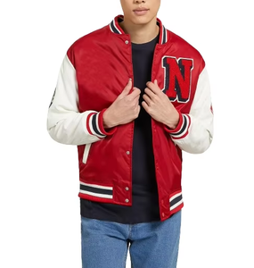2026 Good Quality Dark <b>Red</b> Color Letterman Varsity <b>Jackets</b> Professional Made Outerwear Stand Collar XL Size Varsity Men's <b>Jacket</b> - Product Image 2