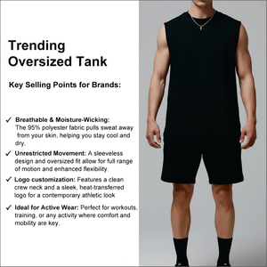 GSM EU Size Custom Breathable Activewear Cut off Shirts Men Polyester Cotton Gym Stringer Basketball <b>Singlets</b> <b>Running</b> Tank Top - Product Image 2