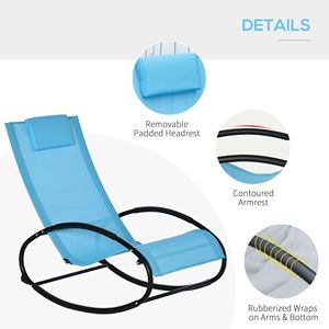 Chaise longue a dondolo moderna azzurra con poggiatesta, in rattan, per esterni, ideale per hotel e bordo piscina, con struttura in alluminio - Product Image 5