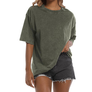 Camiseta de Mujer con Lavado Ácido, Corte Holgado, Precio Económico, Algodón Premium, Transpirable, para Uso Diario - Product Image 1