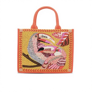 Bolso de Hombro Tipo Clutch Bohemio de Diseño Indio para Mujer, con Cuentas, Hecho a Mano, de Lona con Patrón Geométrico - Product Image 1