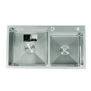 Évier de cuisine double en acier inoxydable de haute qualité, fait à la main, OEM, SS201/304, carré, fabriqué au Vietnam - Product Image 1