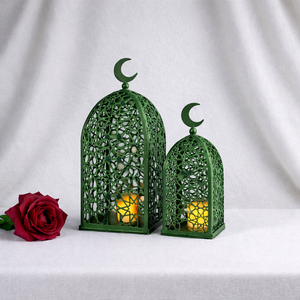 Crescent Moon Vert Ramadan Eid Mubarak Islamique en Fer Forgé Noir Étanche Portable Écologique Durable - Product Image 1
