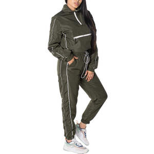 Custom <b>Women</b> Tracksuit 2 Piece Set Lightweight Windbreaker Quarter <b>Zip</b> Crop Pullover <b>Top</b> Jogger Pants Activewear Suits - Product Image 2