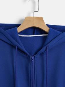 Trending Royal Blue <b>Pullover</b> Fleece Sweatshirt Full Sleeve Hooded Jacket Casual Streetwear Top 100% Cotton Anti-Wrinkle Custom - Product Image 3