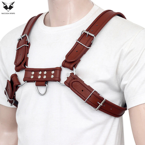 Factory Price Handmade Brown Heavy Duty Premium Cowhide Leather Adjustable Straps With Metal Buckles <b>Harness</b> Top For <b>Men</b> & Women - Product Image 3