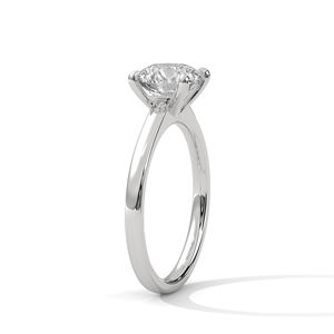 Bague de fiançailles classique solitaire en diamant de laboratoire rond en or jaune – Bague de mariée minimaliste à 4 griffes pour femme - Product Image 6