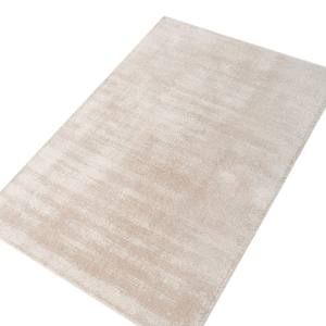 Alfombra Rectangular Beige de Viscosa Tejida a Mano, Alfombra de Textura Suave para Decoración del Hogar - Product Image 3