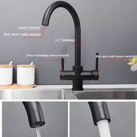 Robinet de cuisine de luxe 3 voies en laiton massif sans plomb avec filtre à eau potable purifiée 3-en-1 pour évier – Fournisseur d'or