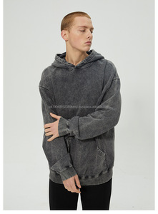 Fabricants de vêtements Vintage décontracté coton lourd épaule tombante 420 Gsm sweat grande taille lavage à l'acide sweat à capuche pour hommes - Product Image 2