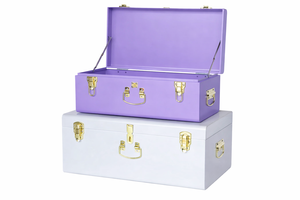 Coffre de rangement rectangulaire vintage en métal fait main, de luxe, empilable, décoratif, type valise - Product Image 6