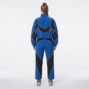 Women <b>Y2K</b> Color Blocking <b>Tracksuit</b> Set Full Sleeve Stand Collar Breathable Polyester Sporty Joggers With Side Pockets Spring - Product Image 4